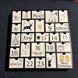 Festive Advent Calendar with Black and Gold Highlights